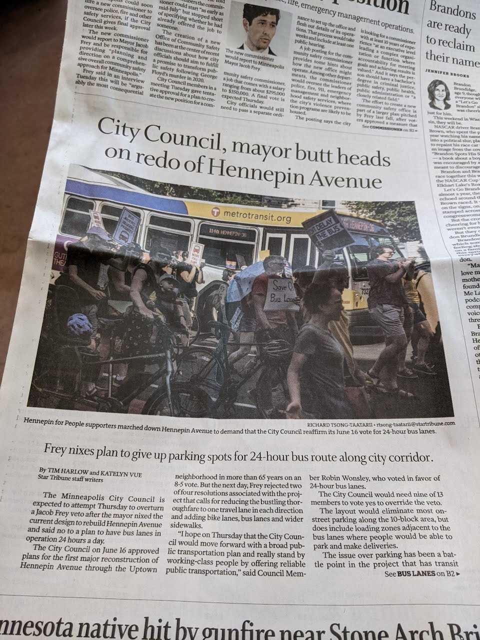 Story headline: City Council, mayor butt heads on redo of Hennepin Avenue